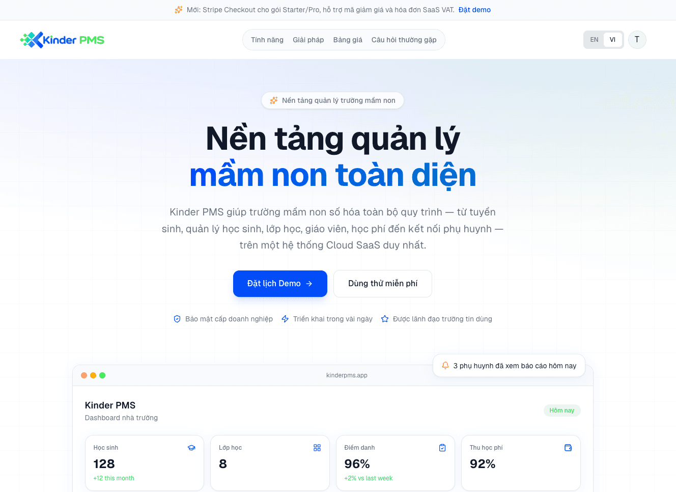 Quản lý trường mầm non SaaS